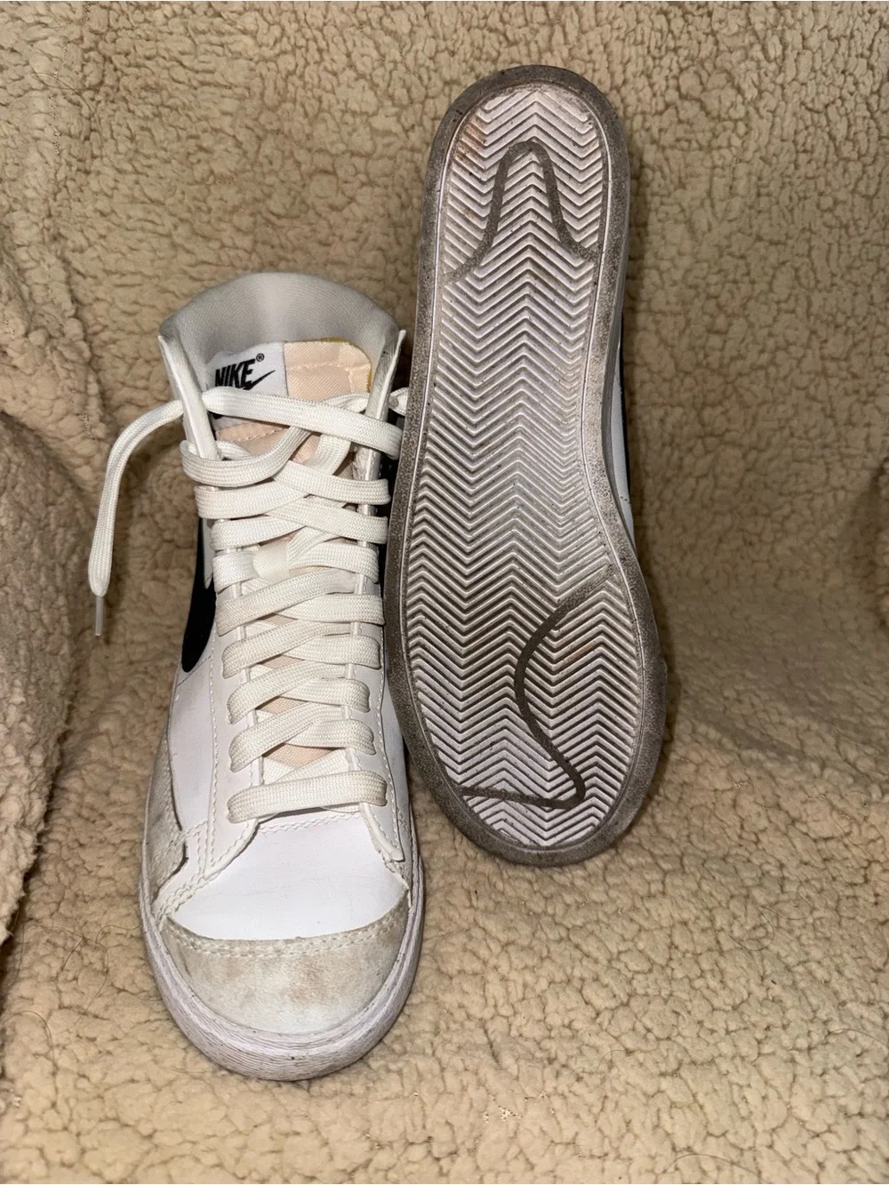 Nike White and Black High-Top Sneakers